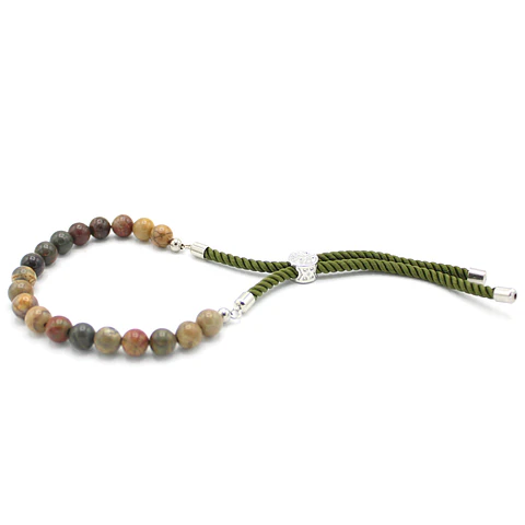Pulseira Ajustável de Jaspe Multicolorido