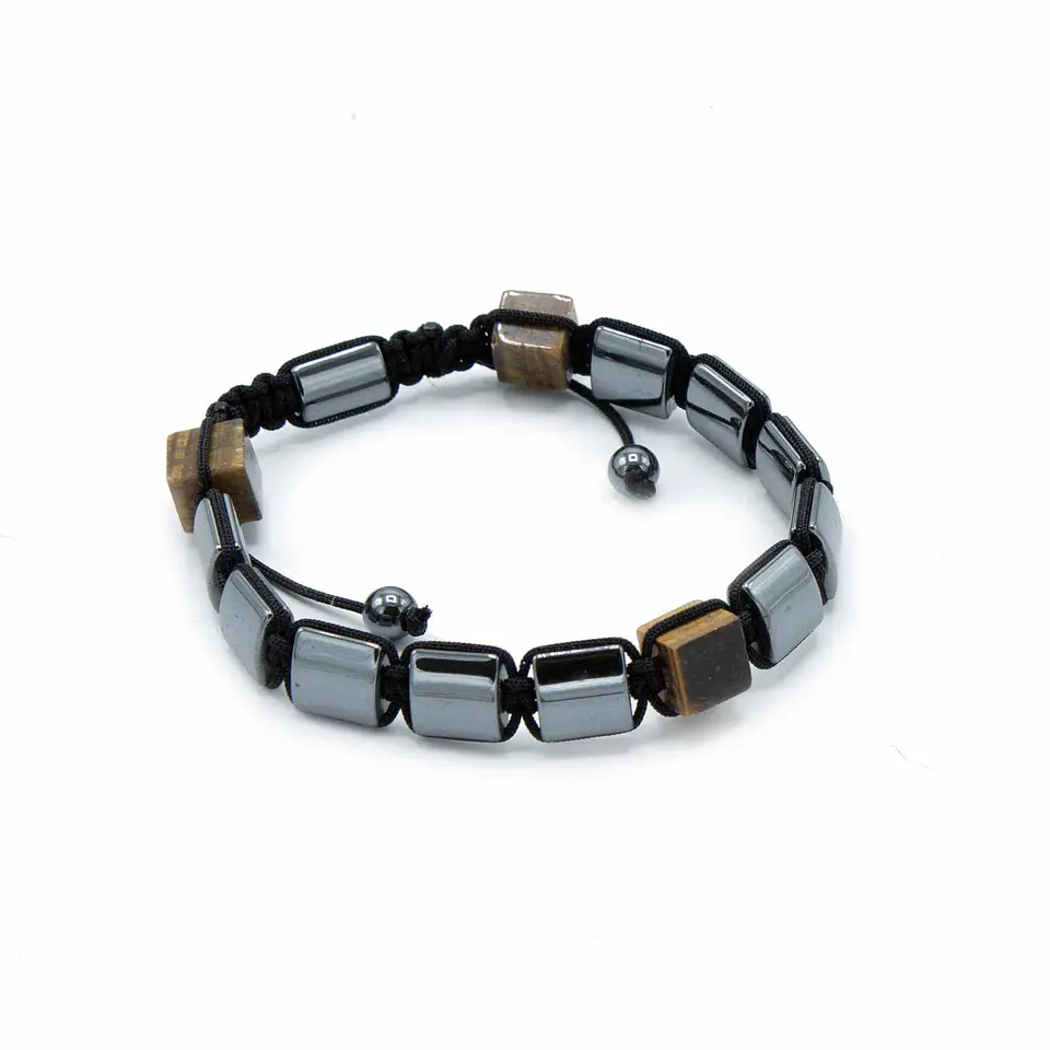 Pulseira Magnética Hematita Shamballa - Cubóides Olho de Tigre 2