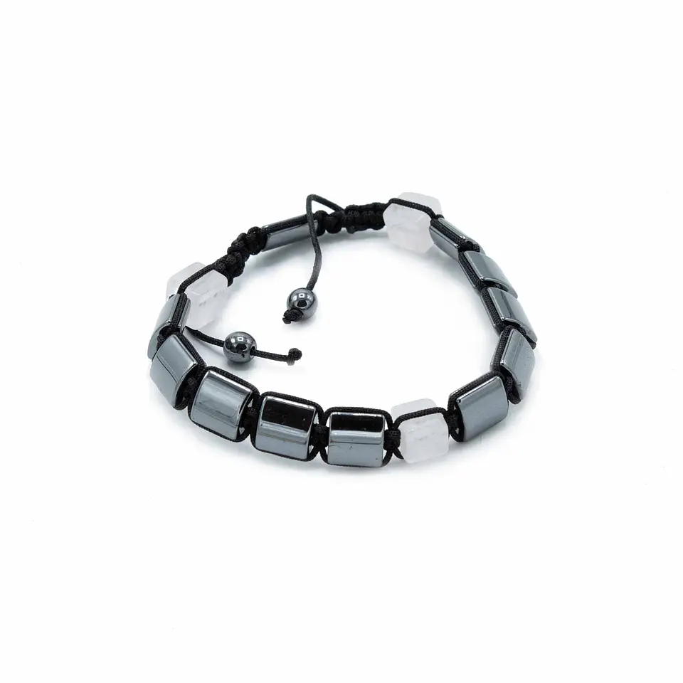 Pulseira Magnética Hematita Shamballa e Quartzo Rosa 2
