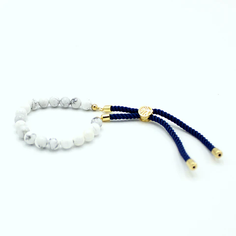 Pulseira Ajustável de Howlite Branca