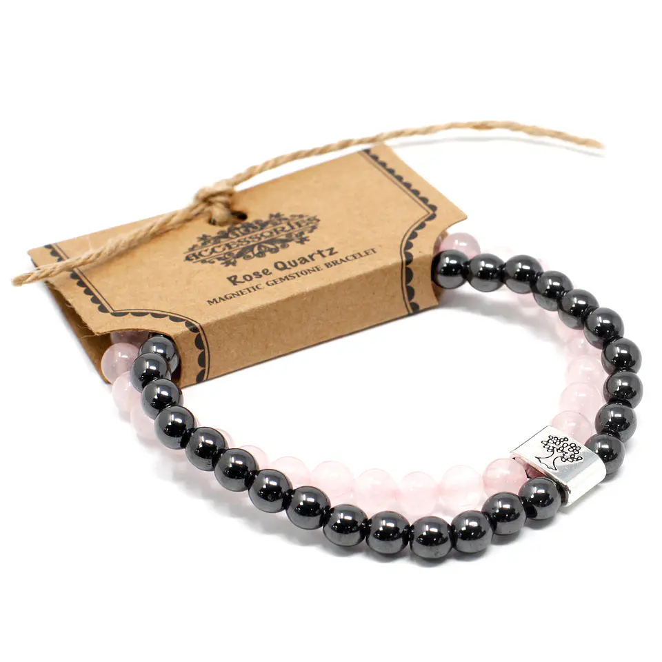 Pulseira Magnética de Pedras Preciosas - Quartzo Rosa 1