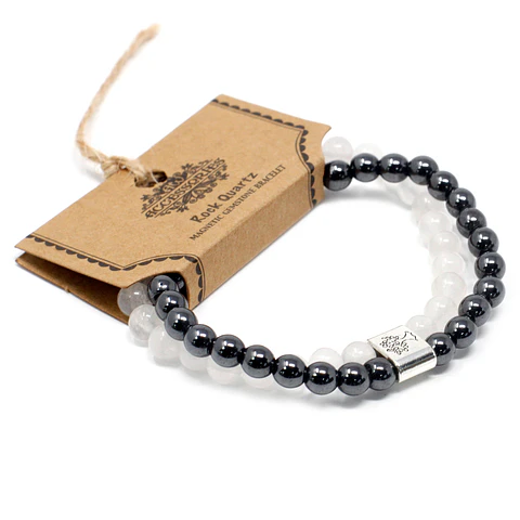 Pulseira Magnética de Pedras Preciosas - Quartzo Branco