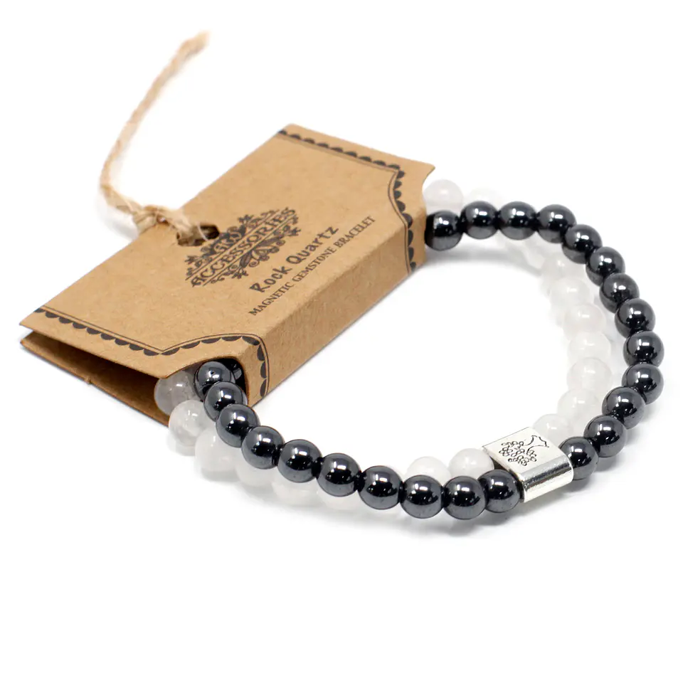 Pulseira Magnética de Pedras Preciosas - Quartzo Branco 1