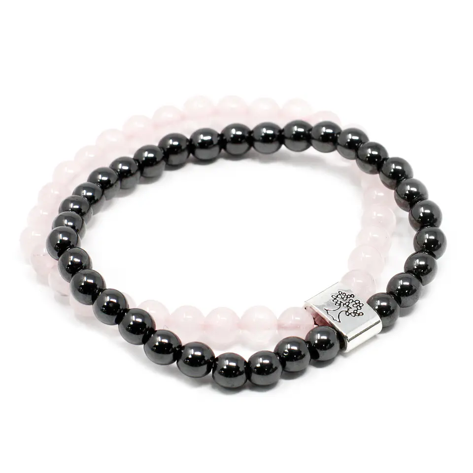 Pulseira Magnética de Pedras Preciosas - Quartzo Rosa 2