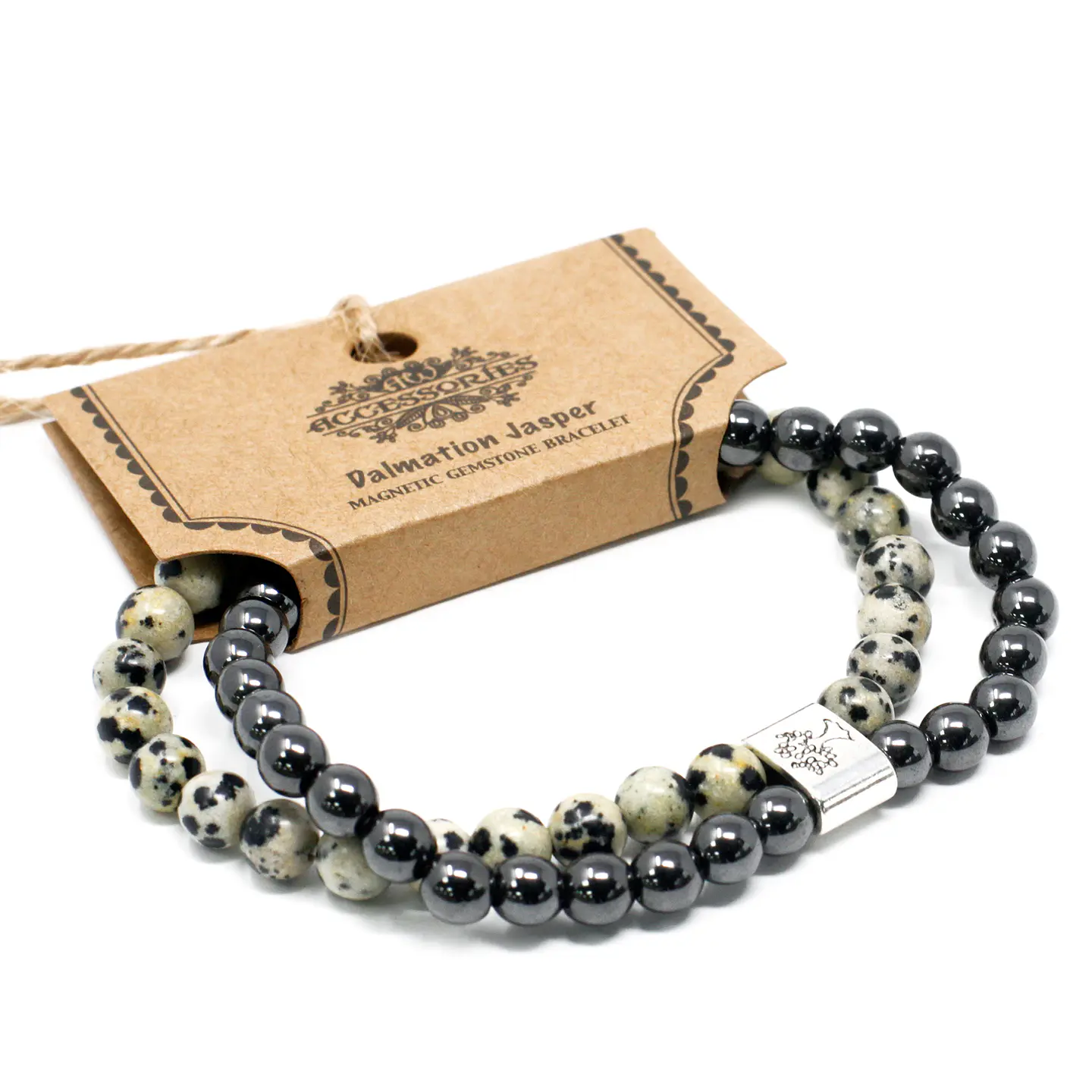 Pulseira Magnética de Pedras Preciosas - Jaspe Dálmata 1