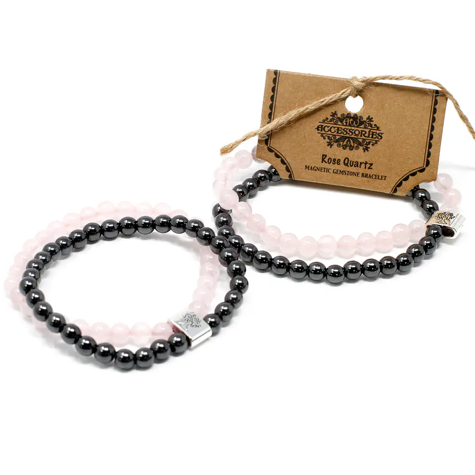 Pulseira Magnética de Pedras Preciosas - Quartzo Rosa 3