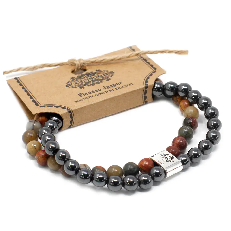 Pulseira Magnética de Pedras Preciosas - Picasso Jasper 1