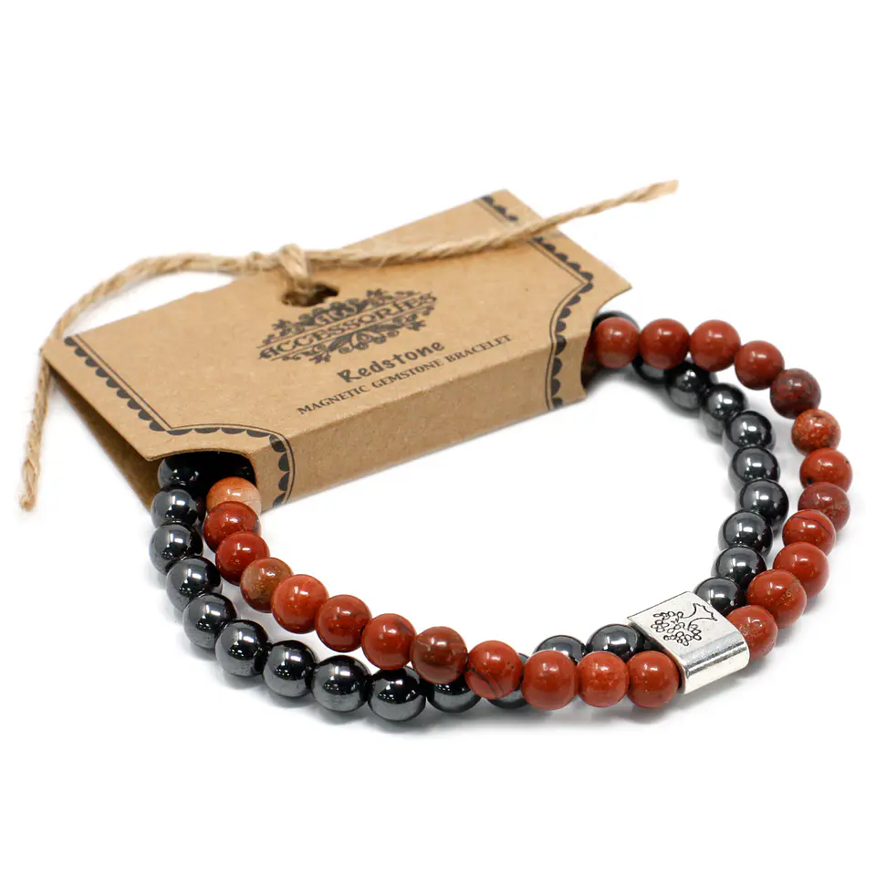 Pulseira Magnética de Pedras Preciosas - Pedra Vermelha 1