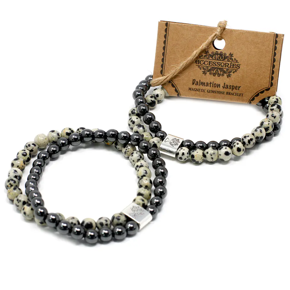 Pulseira Magnética de Pedras Preciosas - Jaspe Dálmata 3