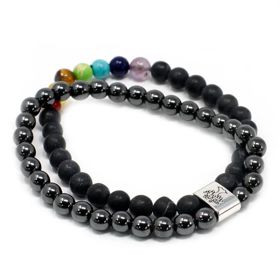 Pulseira Magnética de Pedras Preciosas - Chakra de Pedra Negra 2