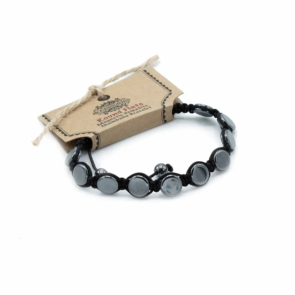 Pulseira de Hematita Magnética Shamballa - Círculos Planos 1