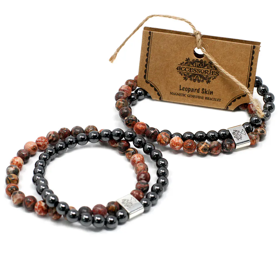 Pulseira Magnética de Pedras Preciosas - Pele de Leopardo 3