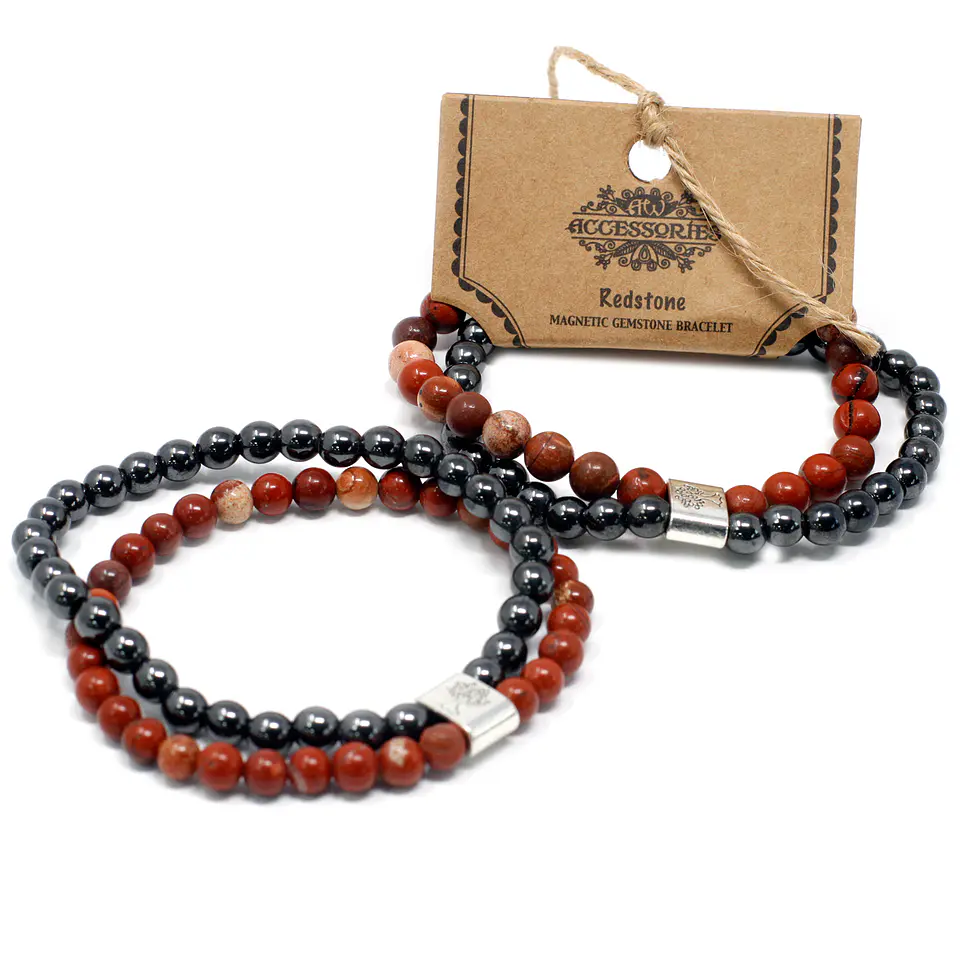 Pulseira Magnética de Pedras Preciosas - Pedra Vermelha 3