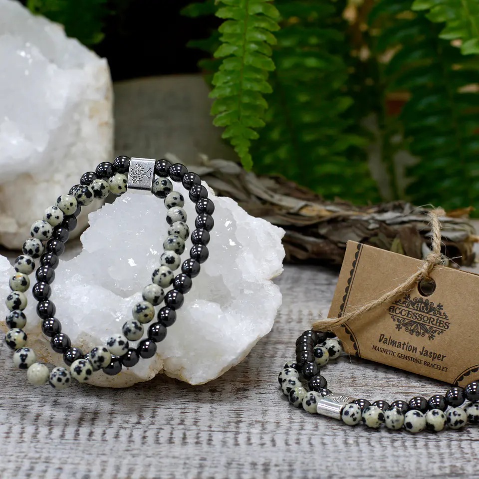 Pulseira Magnética de Pedras Preciosas - Jaspe Dálmata 4