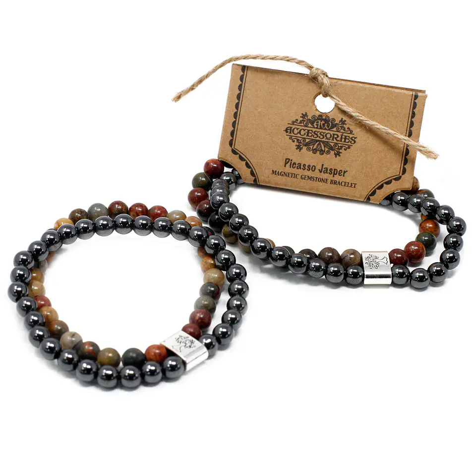 Pulseira Magnética de Pedras Preciosas - Picasso Jasper 3