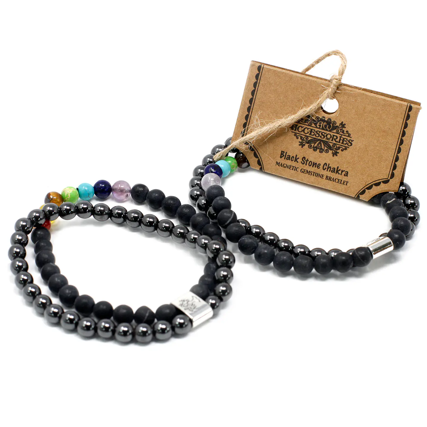 Pulseira Magnética de Pedras Preciosas - Chakra de Pedra Negra 3