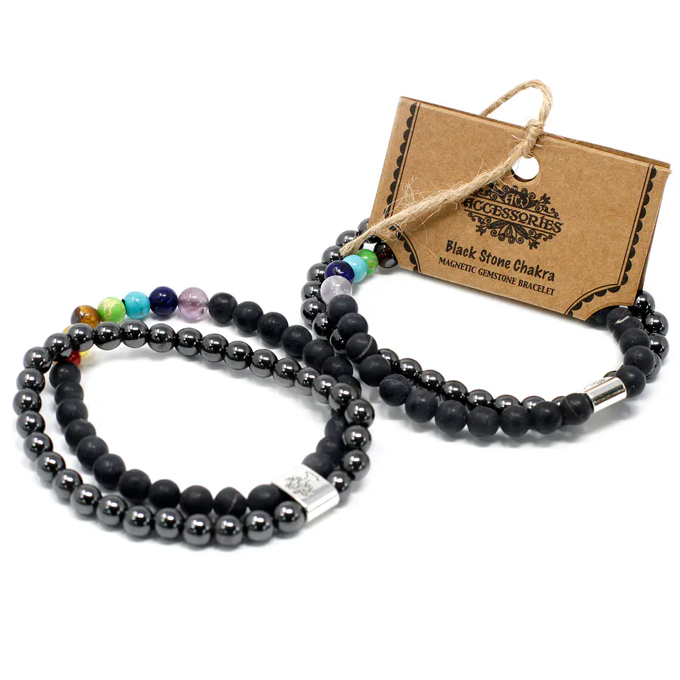 Pulseira Magnética de Pedras Preciosas - Chakra de Pedra Negra 3