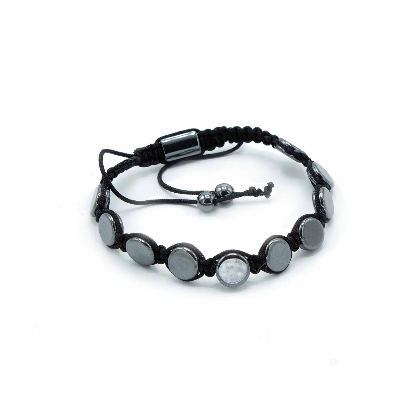 Pulseira de Hematita Magnética Shamballa - Círculos Planos 2