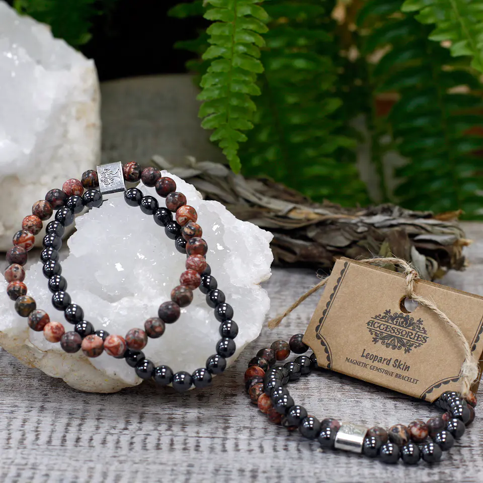 Pulseira Magnética de Pedras Preciosas - Pele de Leopardo 4