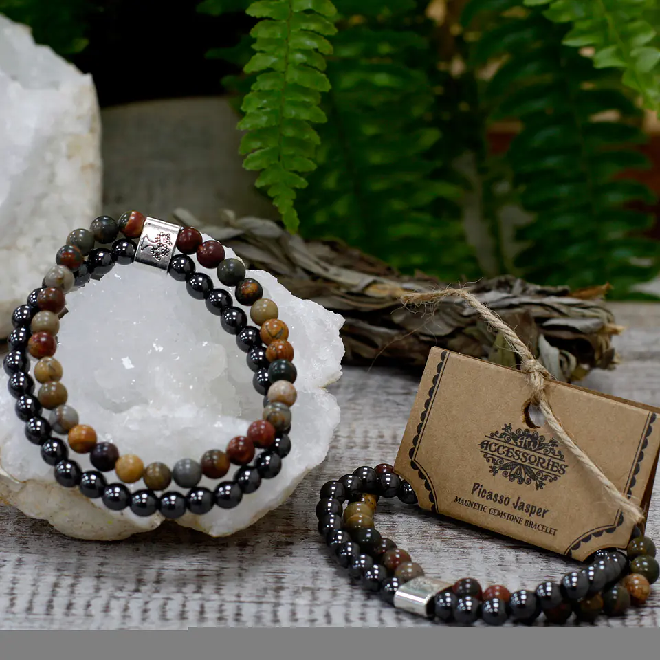 Pulseira Magnética de Pedras Preciosas - Picasso Jasper 4