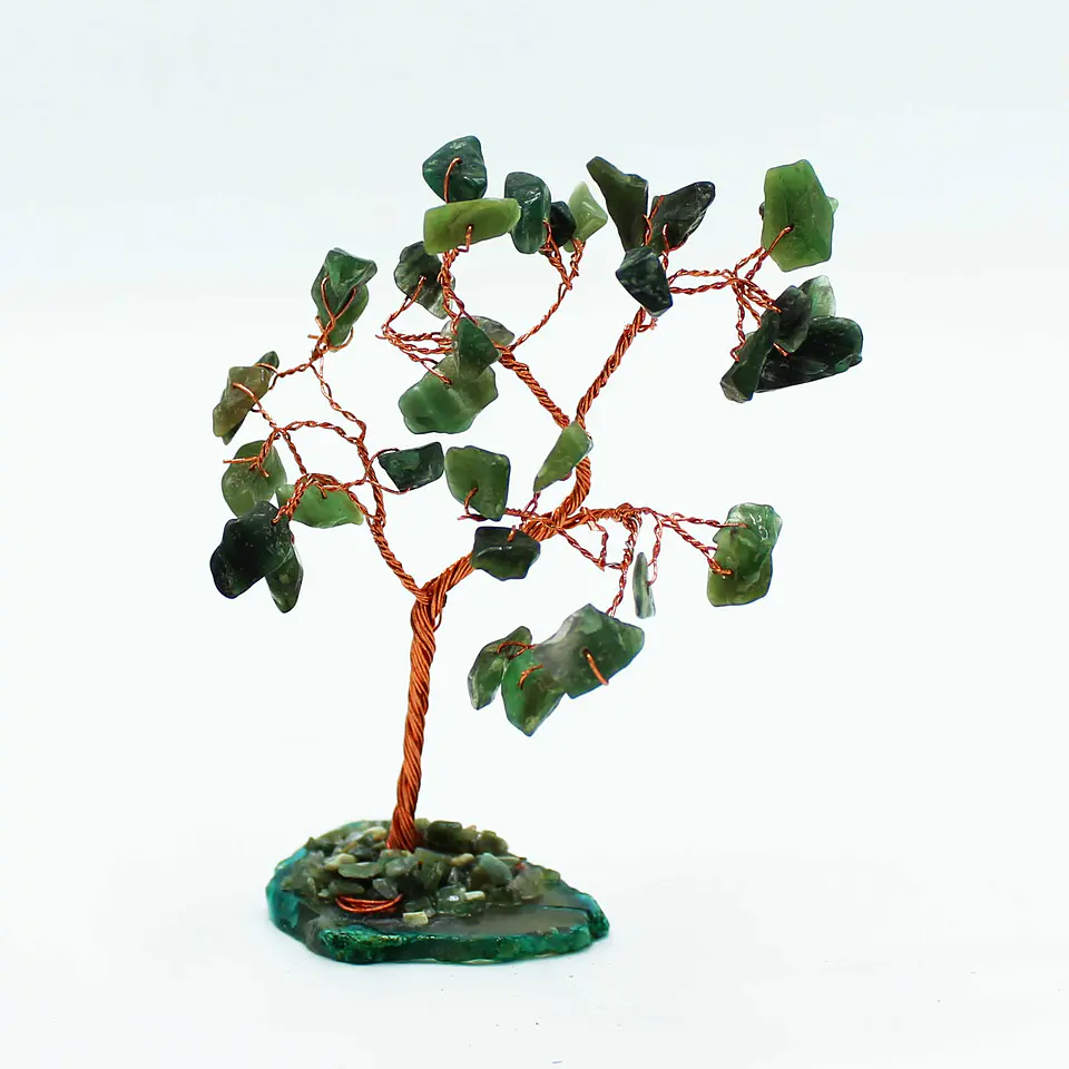 Árvore Aventurina Verde com Base de Ágata Verde (35 Pedras) 2
