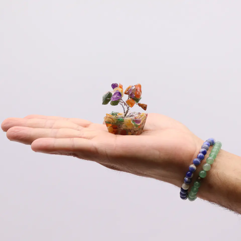 Mini Árvore de Pedras Preciosas em Base de Orgonite - Multi Pedras (15 Pedras) 4