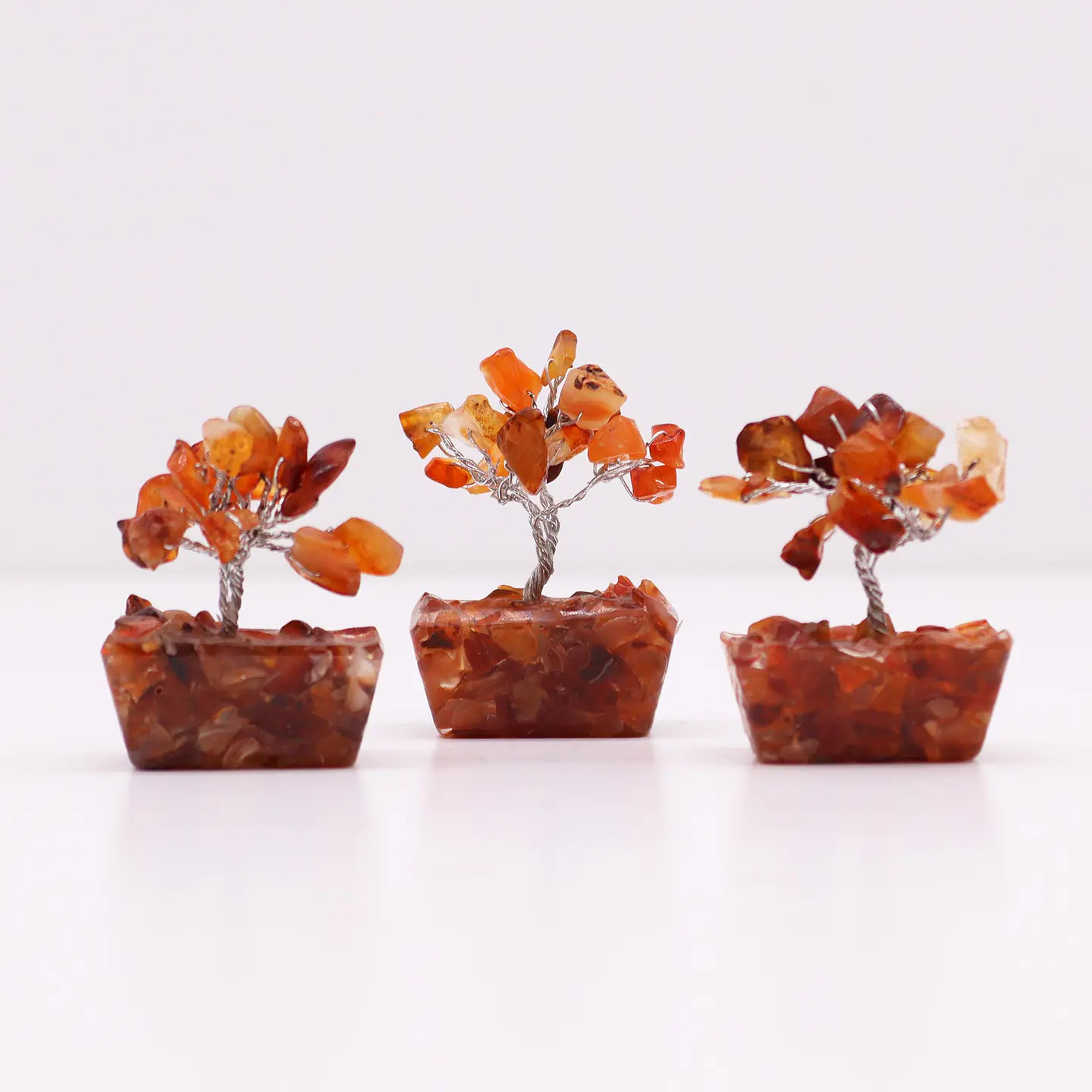 Mini Árvore de Pedras Preciosas em Base de Orgonite - Cornalina (15 Pedras) 3