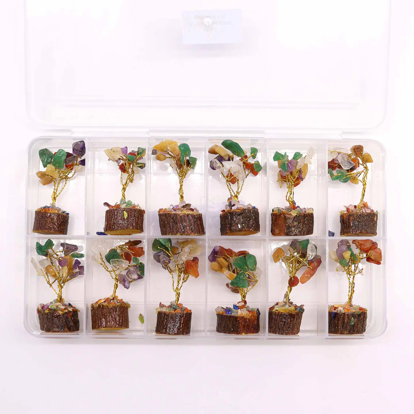 Mini Árvore de Pedras Preciosas em Base de Madeira - Multi Pedras (15 Pedras) 2