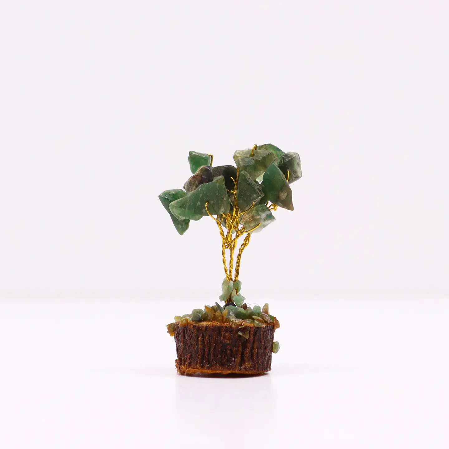 Mini Árvore de Pedras Preciosas em Base de Madeira - Aventurina Verde (15 Pedras) 1
