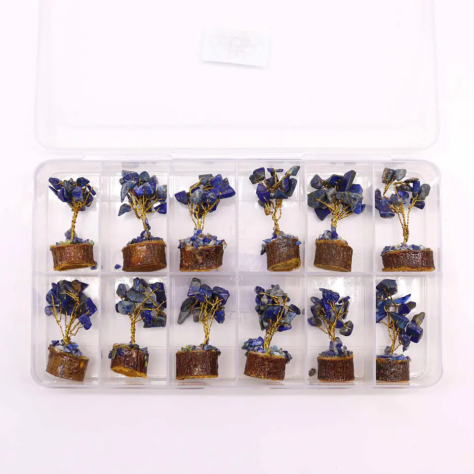 Mini Árvore de Pedras Preciosas em Base de Madeira - Sodalita (15 Pedras) 2