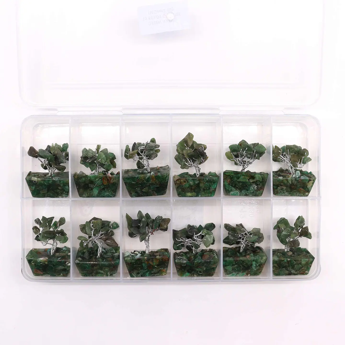 Mini Árvore de Pedras Preciosas em Base de Orgonite - Aventurina Verde (15 Pedras) 2