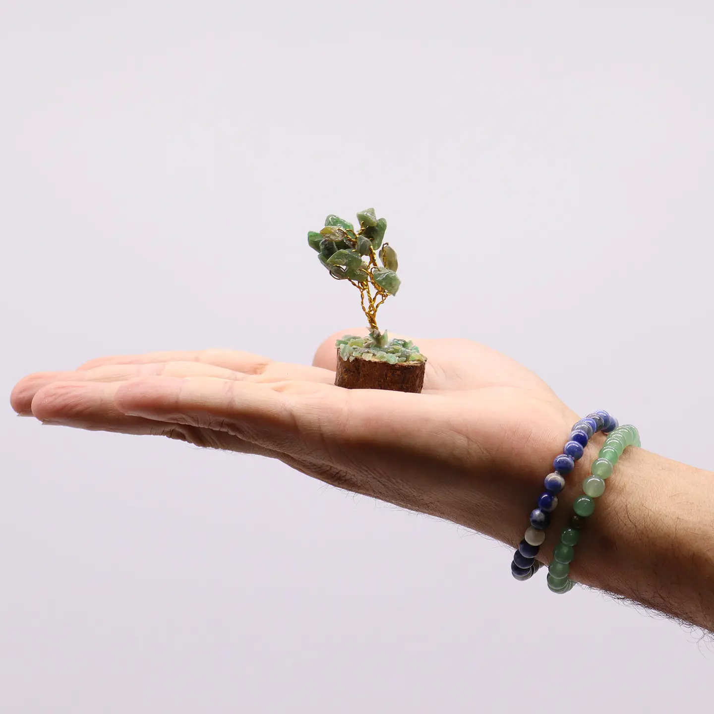 Mini Árvore de Pedras Preciosas em Base de Madeira - Aventurina Verde (15 Pedras) 4