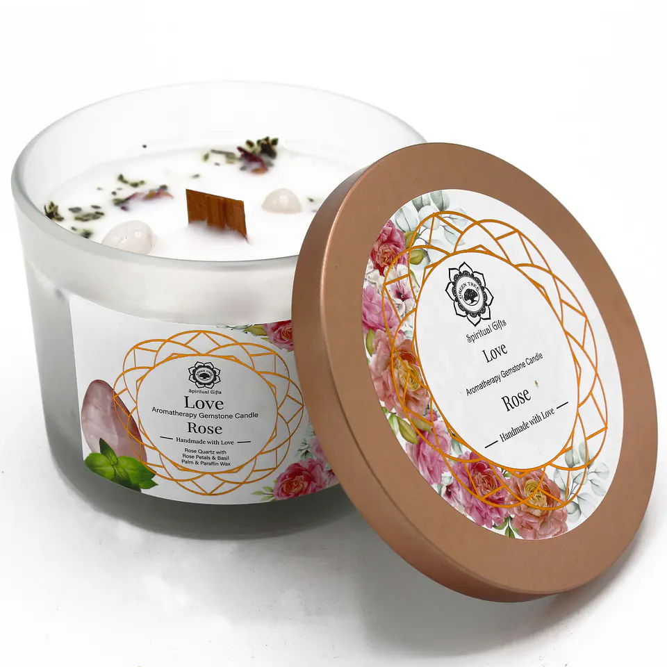 Vela Perfumada com Quartzo Rosa - Amor 1