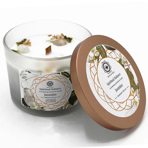 Vela Perfumada com Jasmin e Quartzo Cristal - Equilíbrio