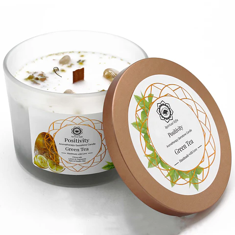 Vela Perfumada com Chá Verde e Citrino - Positividade