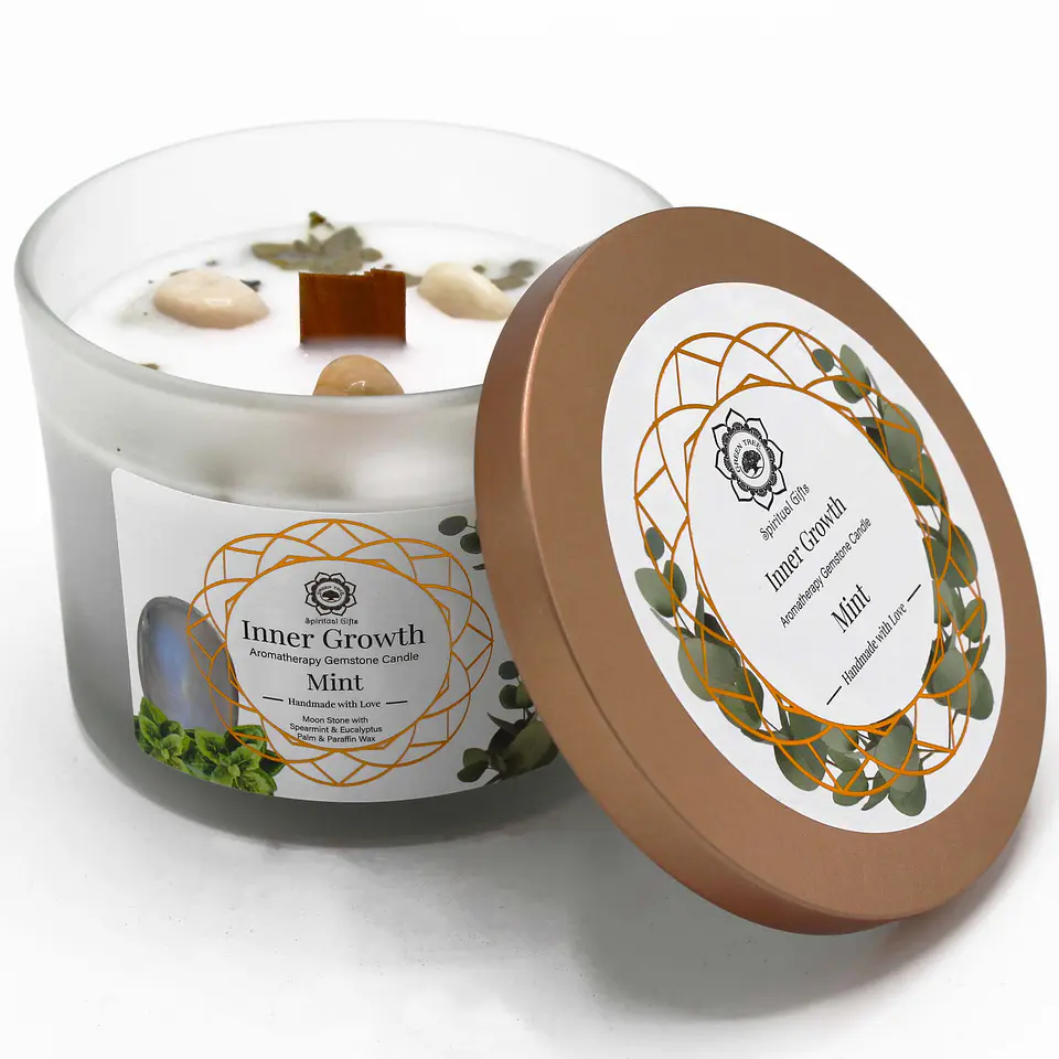 Vela Perfumada com Menta e Pedra da Lua - Crescimento Interior 1