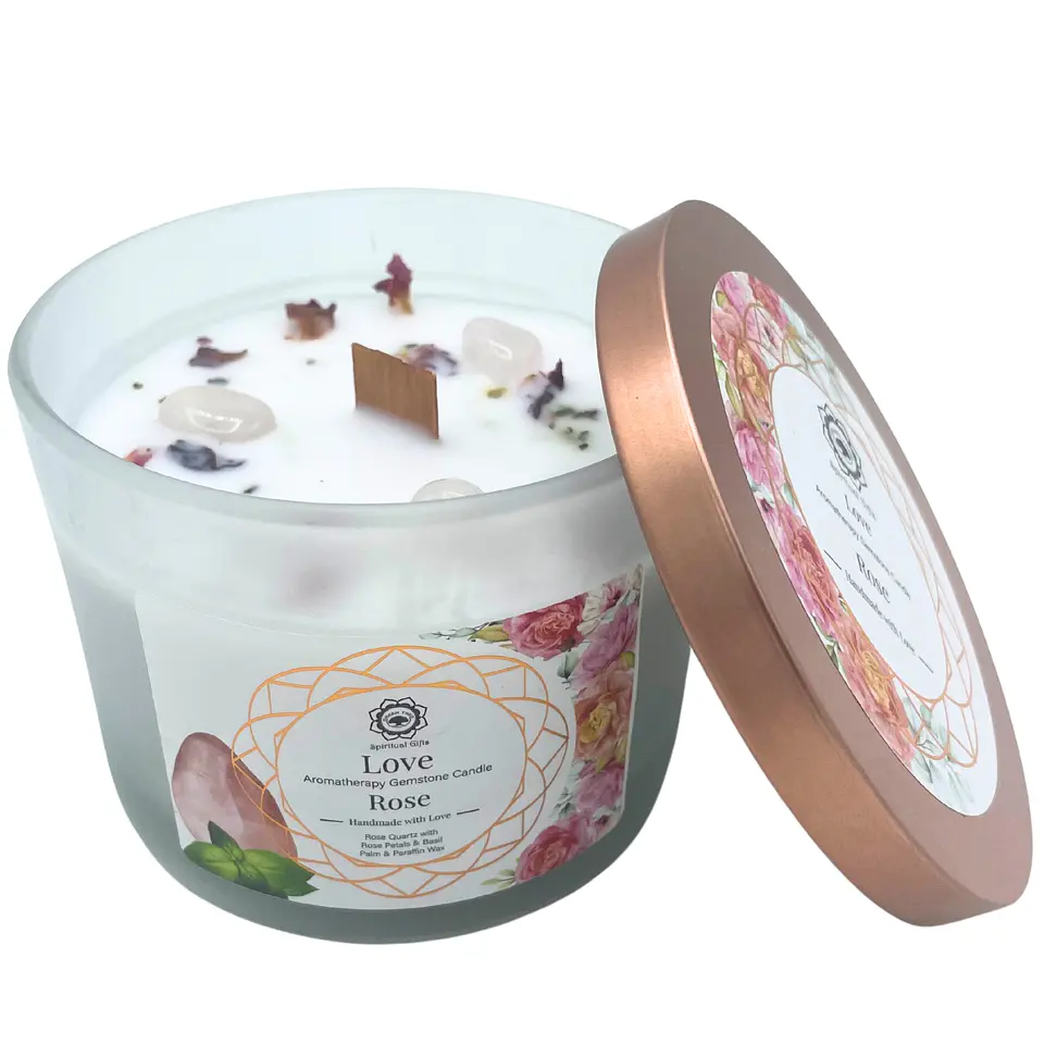 Vela Perfumada com Quartzo Rosa - Amor 2
