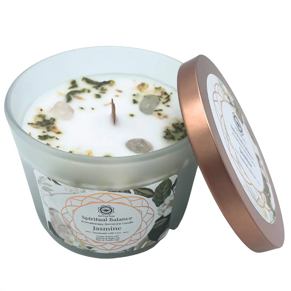 Vela Perfumada com Jasmin e Quartzo Cristal - Equilíbrio 2