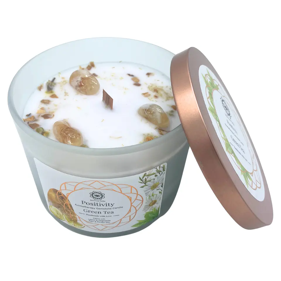 Vela Perfumada com Chá Verde e Citrino - Positividade 2