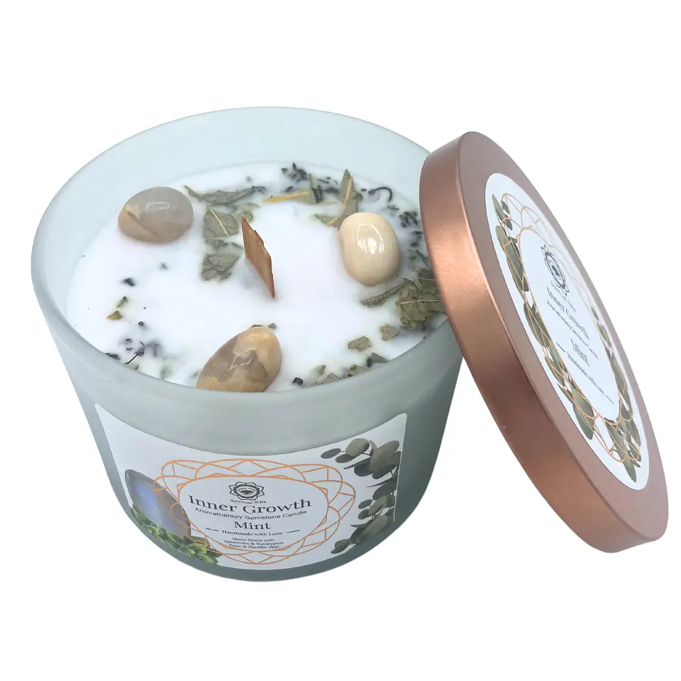 Vela Perfumada com Menta e Pedra da Lua - Crescimento Interior 2