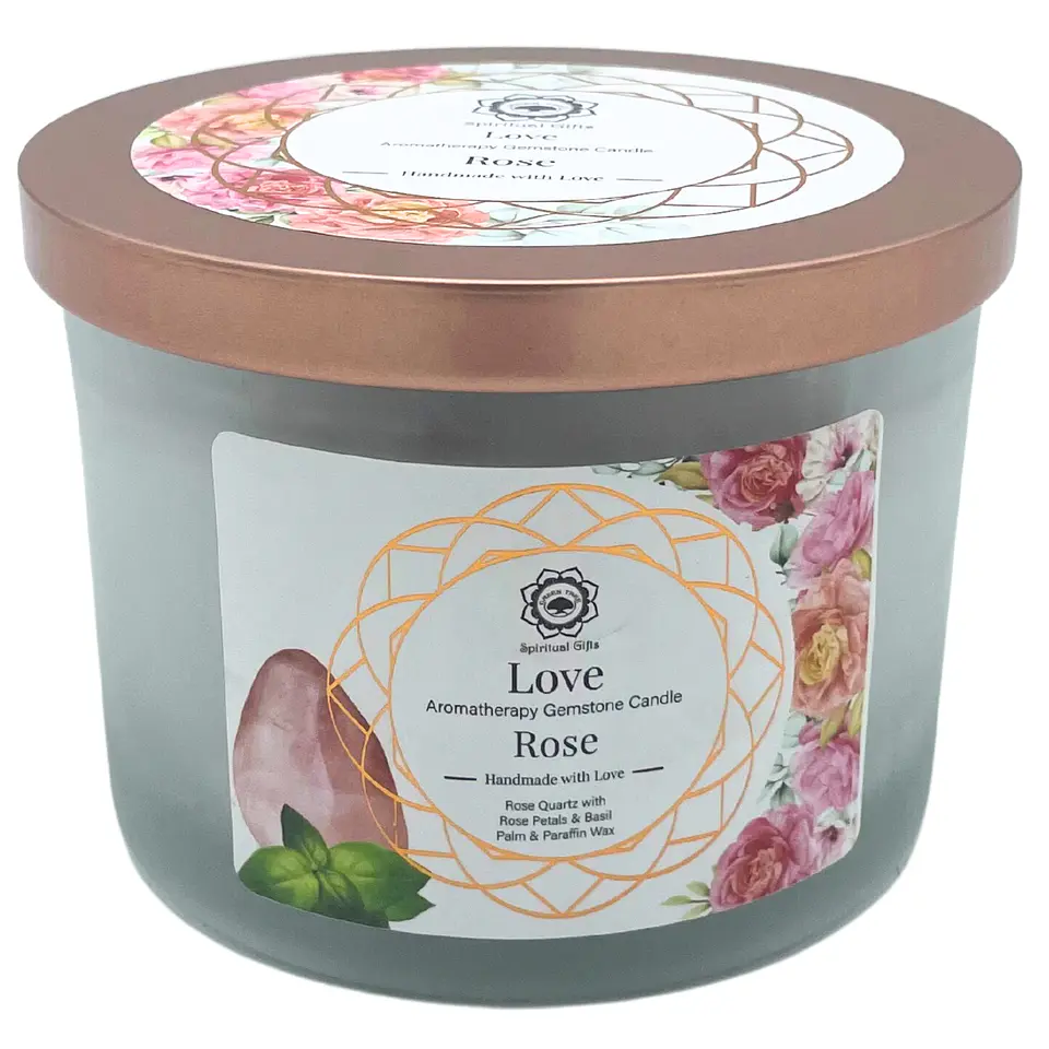 Vela Perfumada com Quartzo Rosa - Amor 3