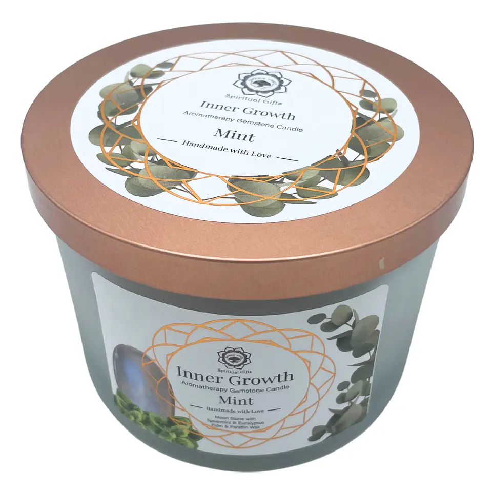 Vela Perfumada com Menta e Pedra da Lua - Crescimento Interior 3