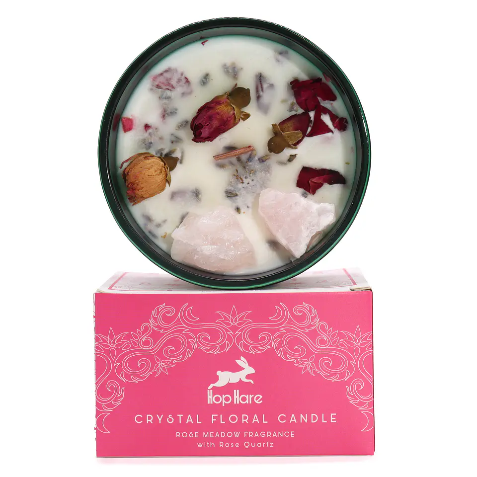 Vela Perfumada Floral com Quartzo Rosa - Amor 1