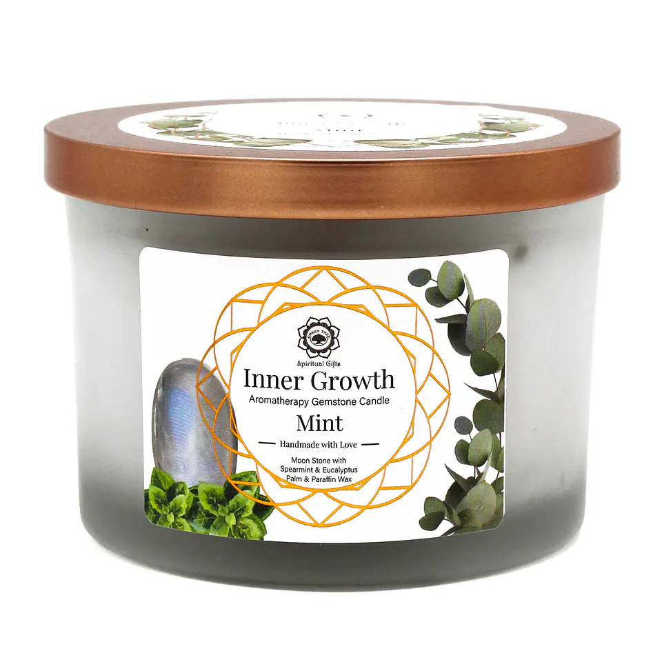 Vela Perfumada com Menta e Pedra da Lua - Crescimento Interior 4