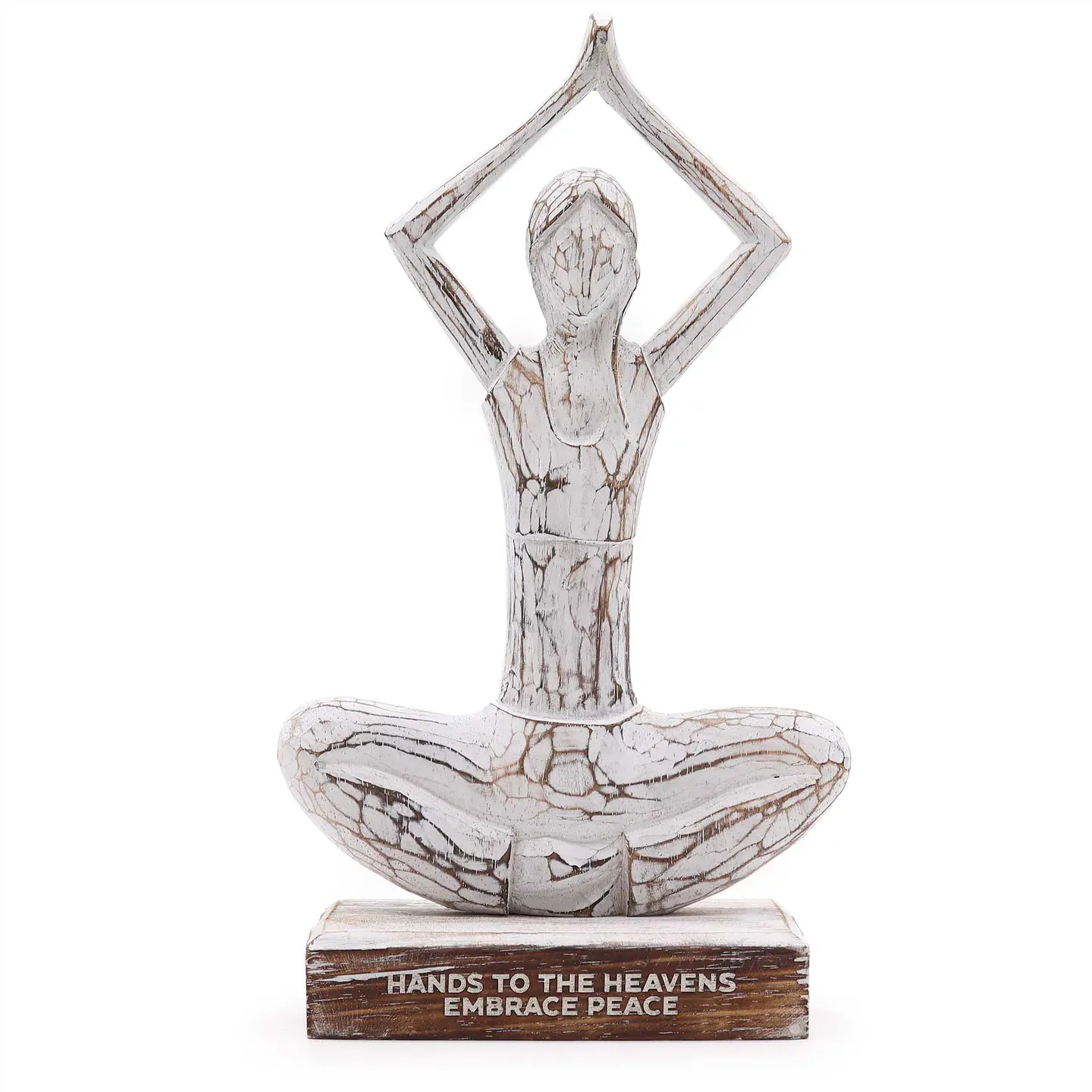 Escultura Decorativa em Madeira Albasia – Figura Feminina de Yoga (Urdhva Hastasana) 1