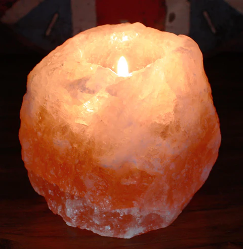Suporte para Vela em Sal do Himalaia Natural 950g