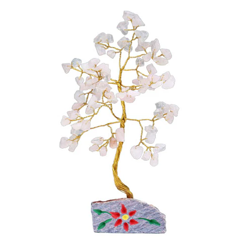 Árvore Decorativa com Quartzo Rosa Natural – 80 Pedras