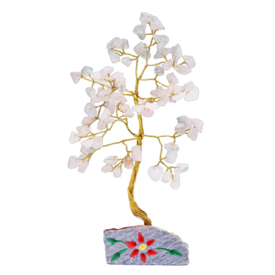 Árvore Decorativa com Quartzo Rosa Natural – 80 Pedras 1