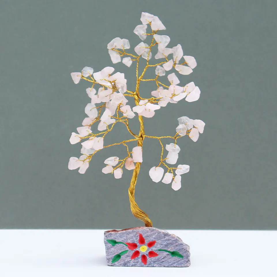 Árvore Decorativa com Quartzo Rosa Natural – 80 Pedras 2