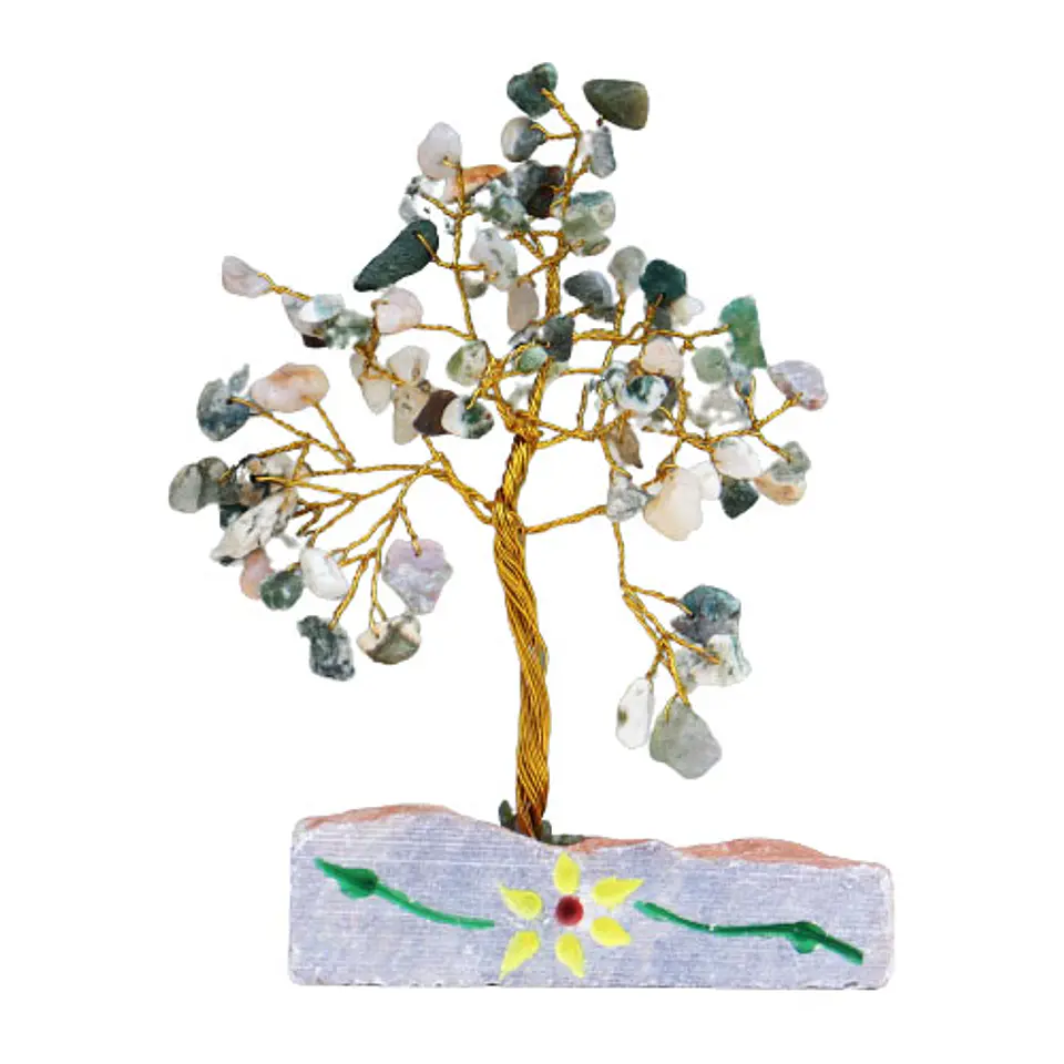 Árvore Decorativa com Ágata Verde Natural – 80 Pedras 1